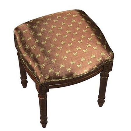 123 Creations C693FS Dragonfly-Brown Fabric Upholstered Stool